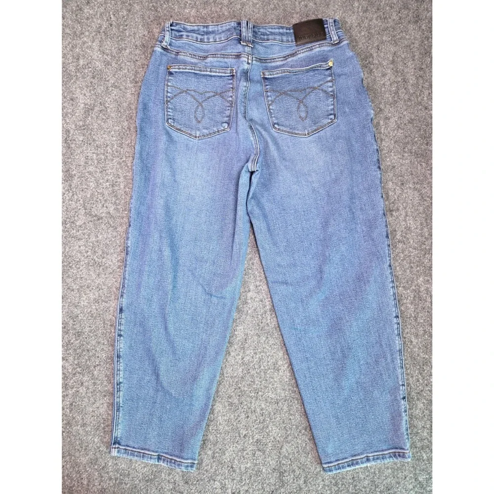 Judy Blue Jeans Womens 33 Blue High Rise Front Patch Pocket Tapered Leg Denim